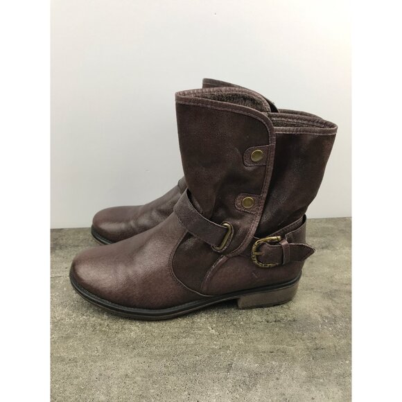 BareTraps Shoes - BareTraps Shakira Motostyle Boots Womens 9 Brown Leather Fur Lined